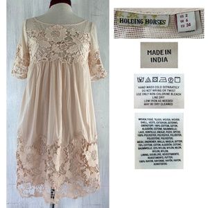 HOLDING HORSES Peach Cotton Lace MAGNOLIA Dress